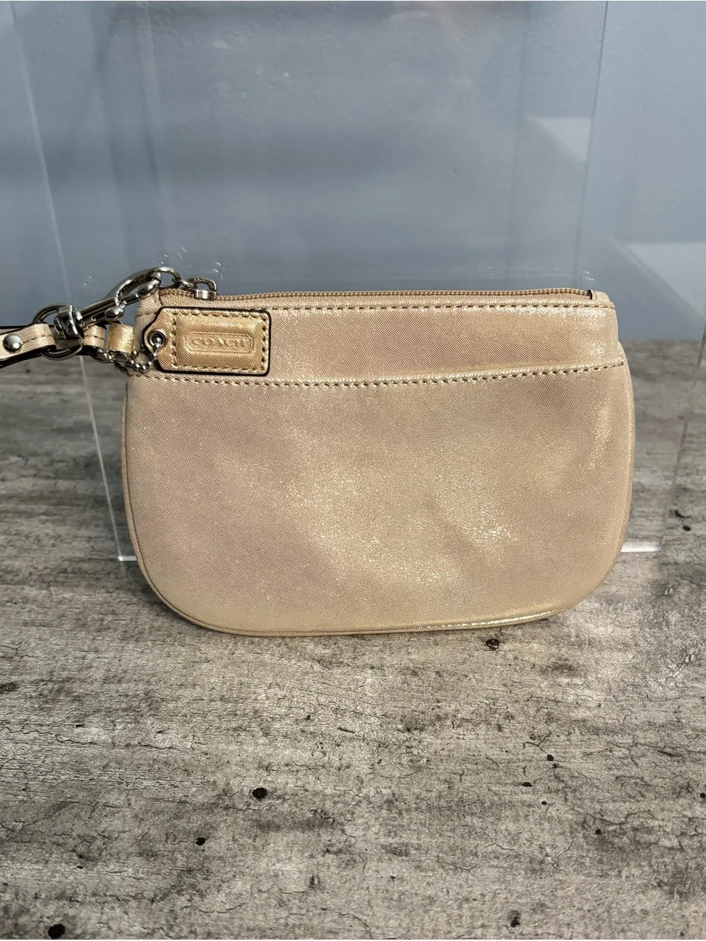 Coach Wristlet Wallet Champagne Shimmer Shiny With Hang Tag